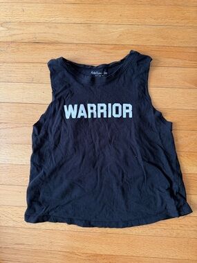 Rebellious One Black Muscle Tank with White "Warrior" Graphic